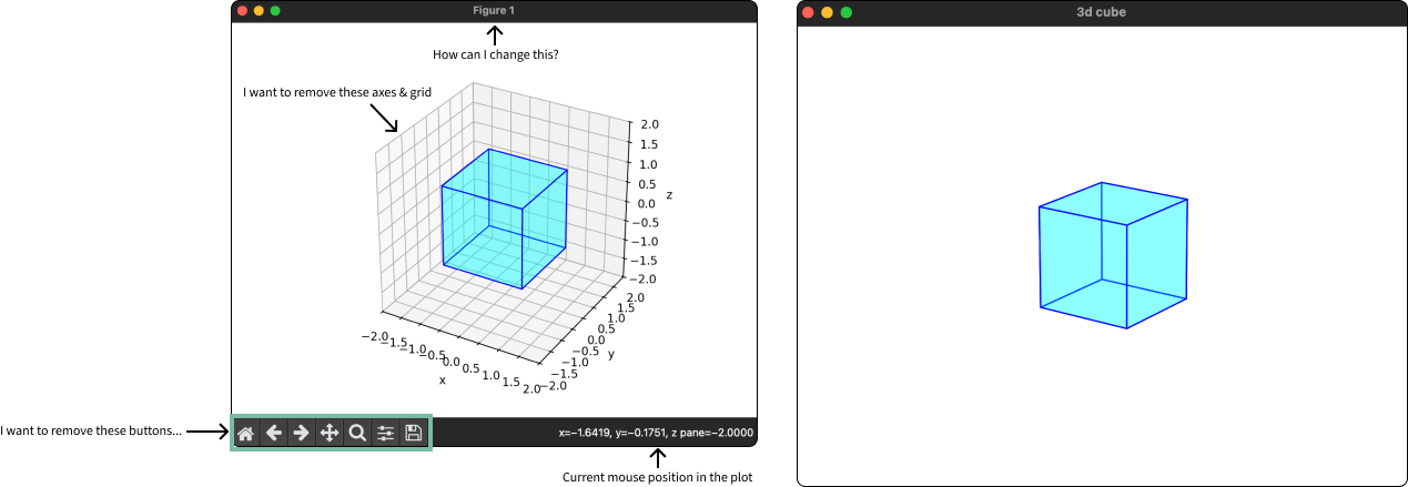 before and after deleting default matplotlib things